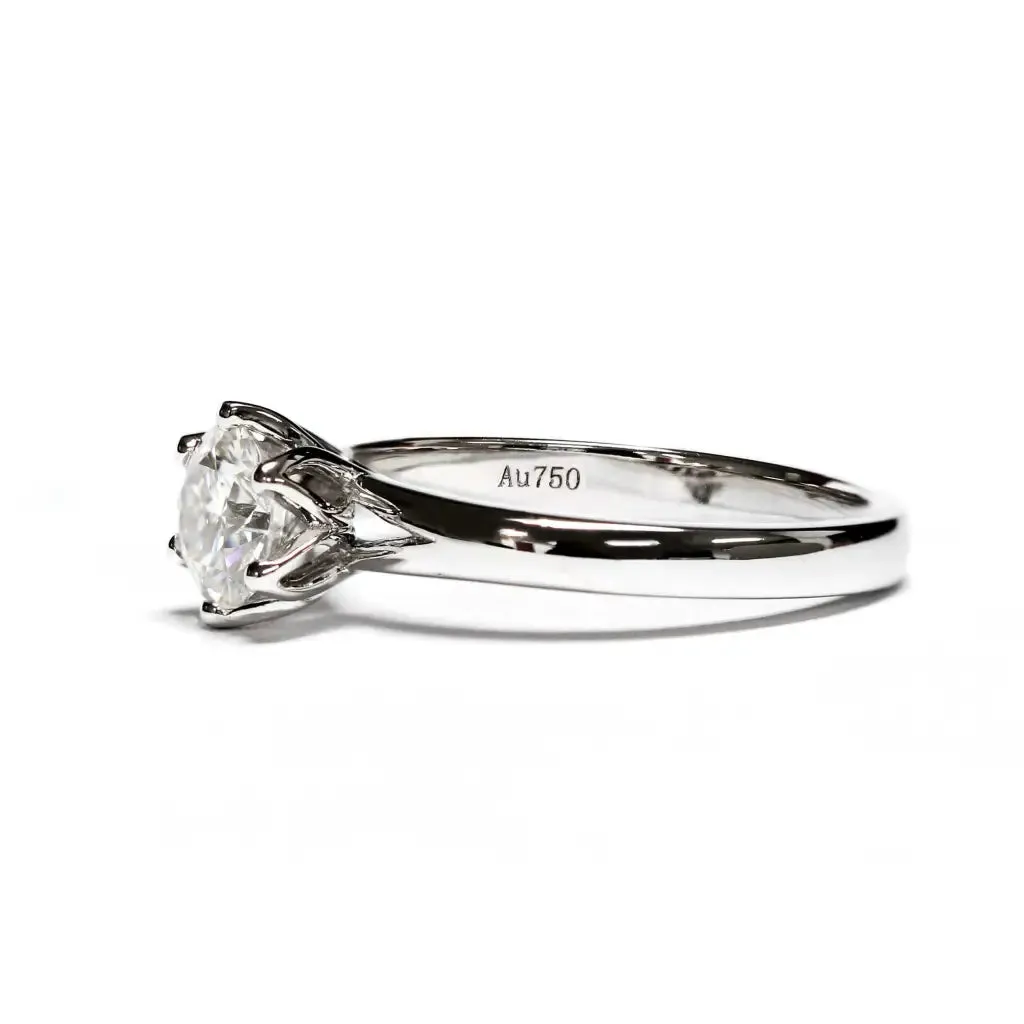 1 Carat Eleanor Round Moissanite Solitaire Ring in 18K gold