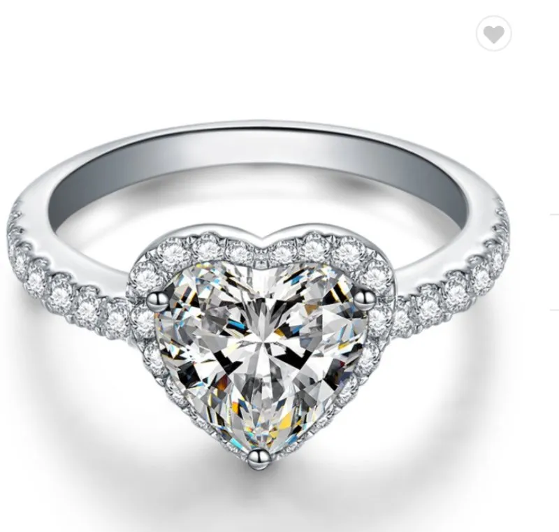 1 Carat Heart Cut Cubic Zirconia Halo Engagement Ring