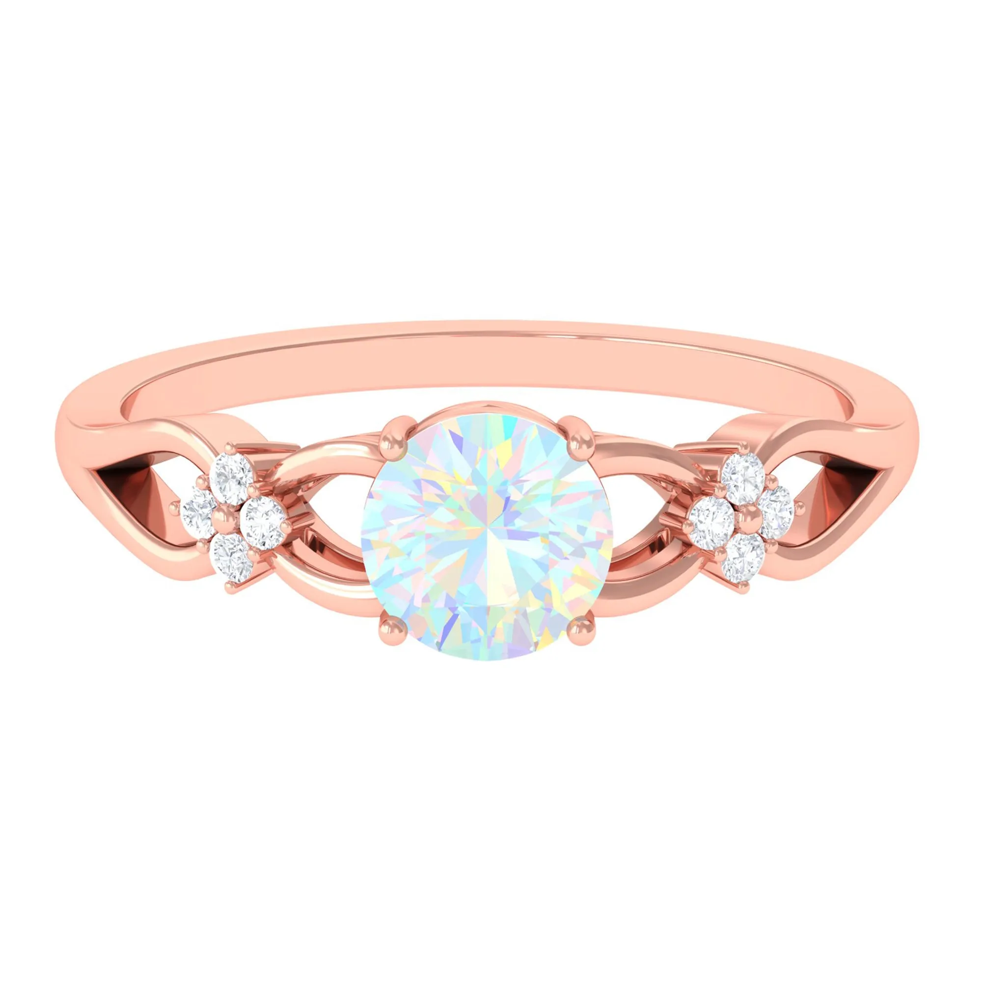 1 CT Solitaire Ethiopian Opal Floral Engagement Ring with Diamond