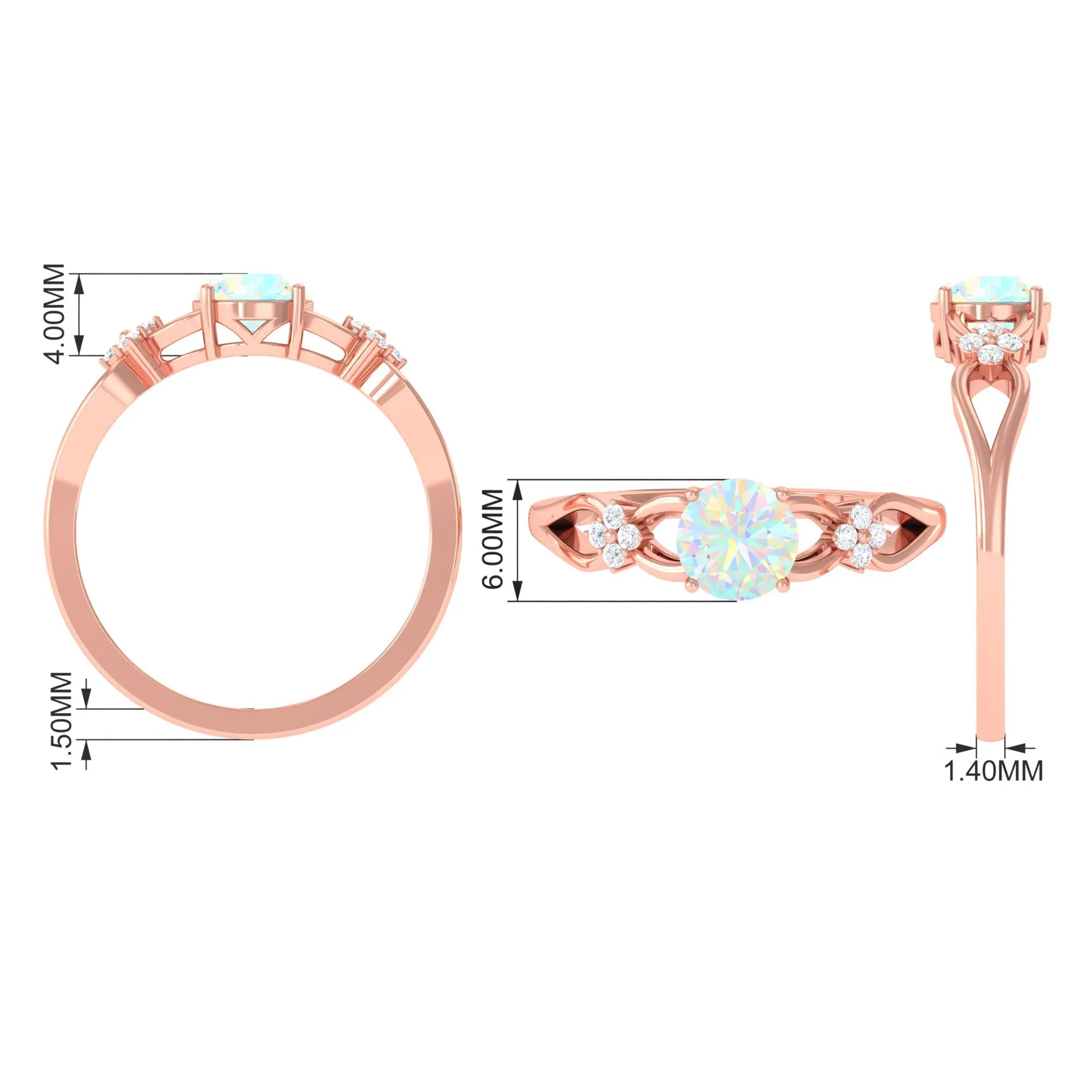 1 CT Solitaire Ethiopian Opal Floral Engagement Ring with Diamond