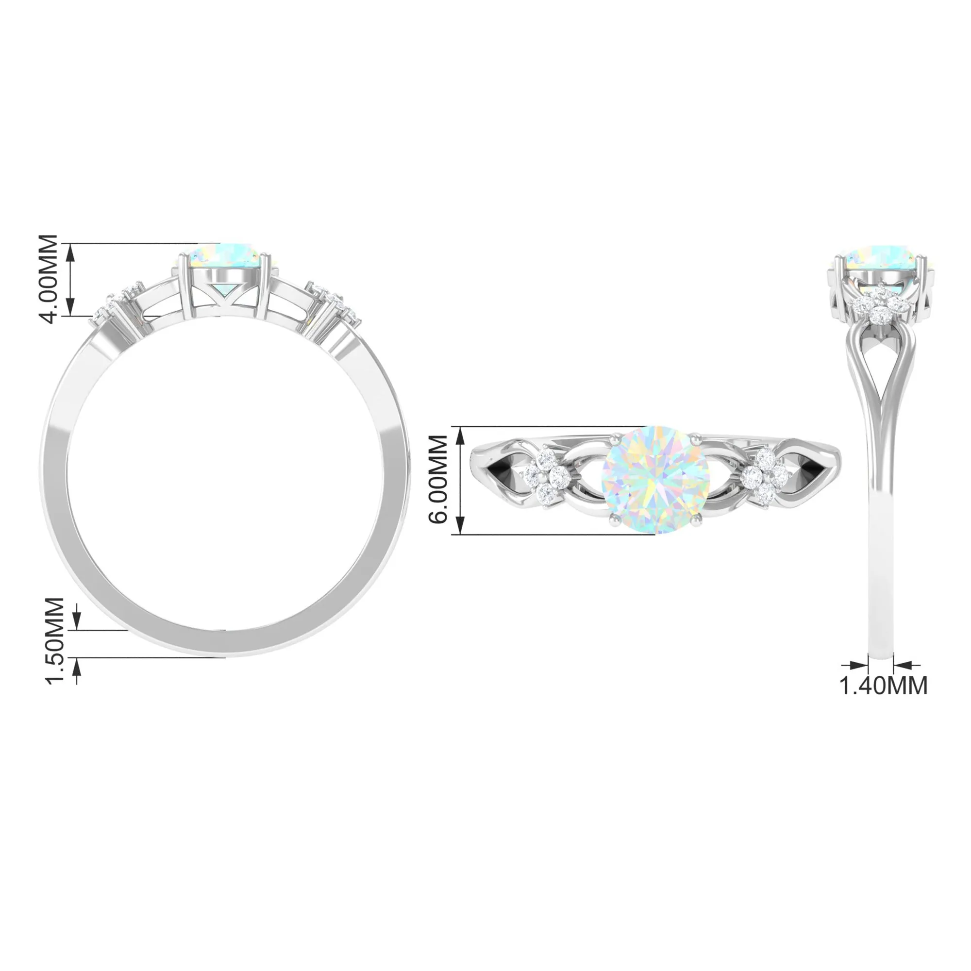 1 CT Solitaire Ethiopian Opal Floral Engagement Ring with Diamond