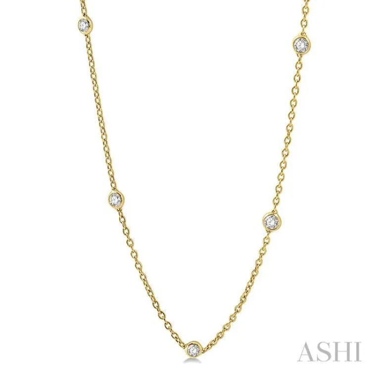 1 Ctw Round Cut Diamond Fashion Necklace in 14K Yellow Gold