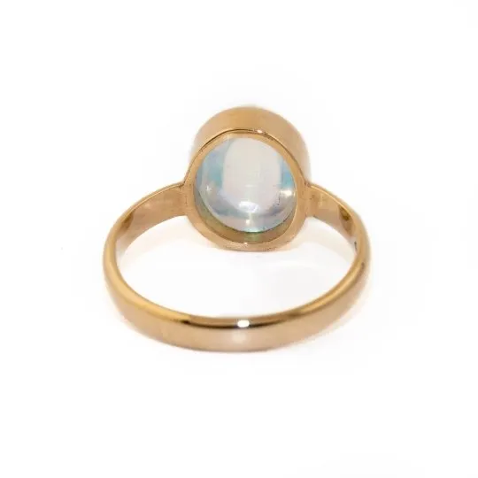 14 KT Gold x  Domed Rainbow Moonstone Ring