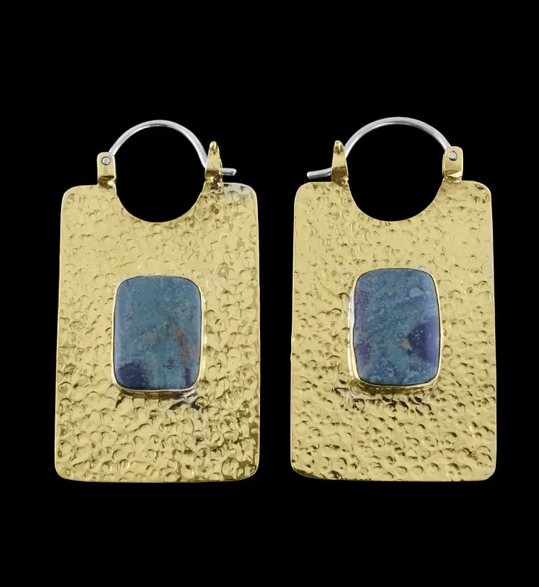 14G Obverse Kambaba Jaser Stone Brass Hangers - Earrings