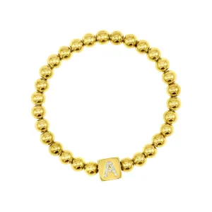 14k Gold Plated Initial Cube Stretch Bracelet