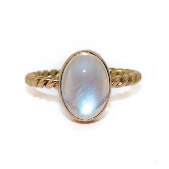 14K Gold x Rainbow Moon Stone Ring