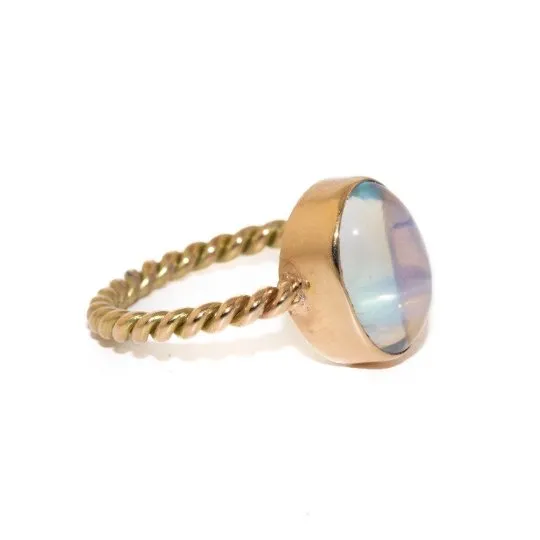 14K Gold x Rainbow Moon Stone Ring