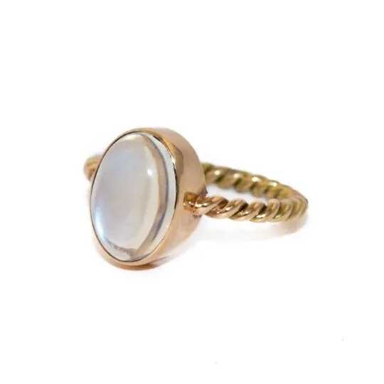 14K Gold x Rainbow Moon Stone Ring