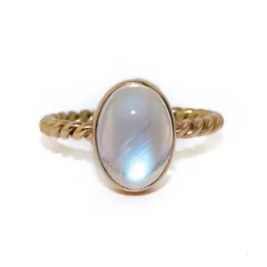 14K Gold x Rainbow Moon Stone Ring