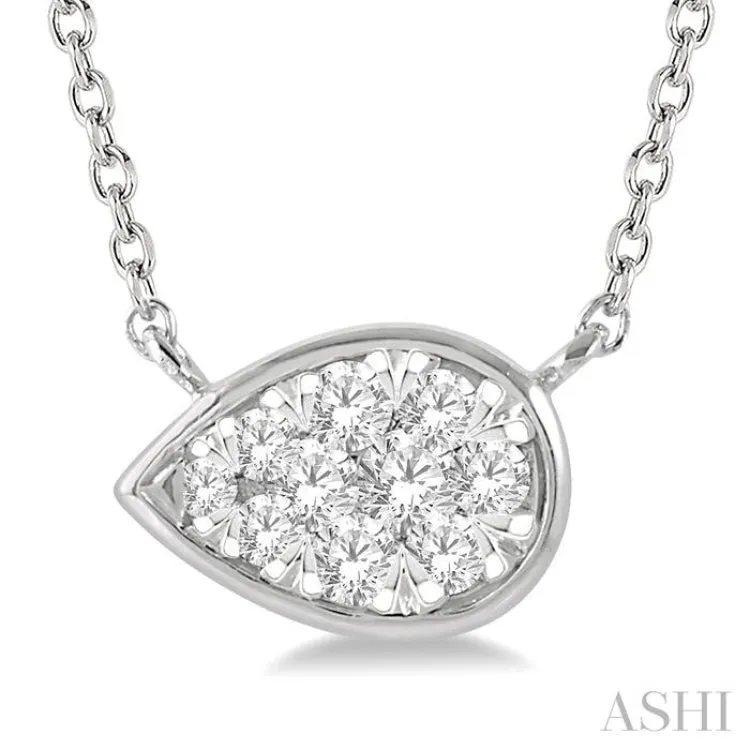 1/6 Ctw Pear Shape Lovebright Diamond Necklace in 14K White Gold