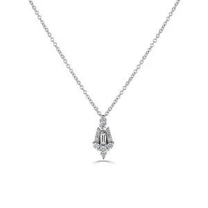 18ct White Gold 0.45ct Diamond Art Deco Style Drop Necklace