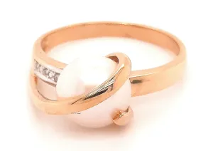 18ct Yellow Gold Pearl & Diamond Ring