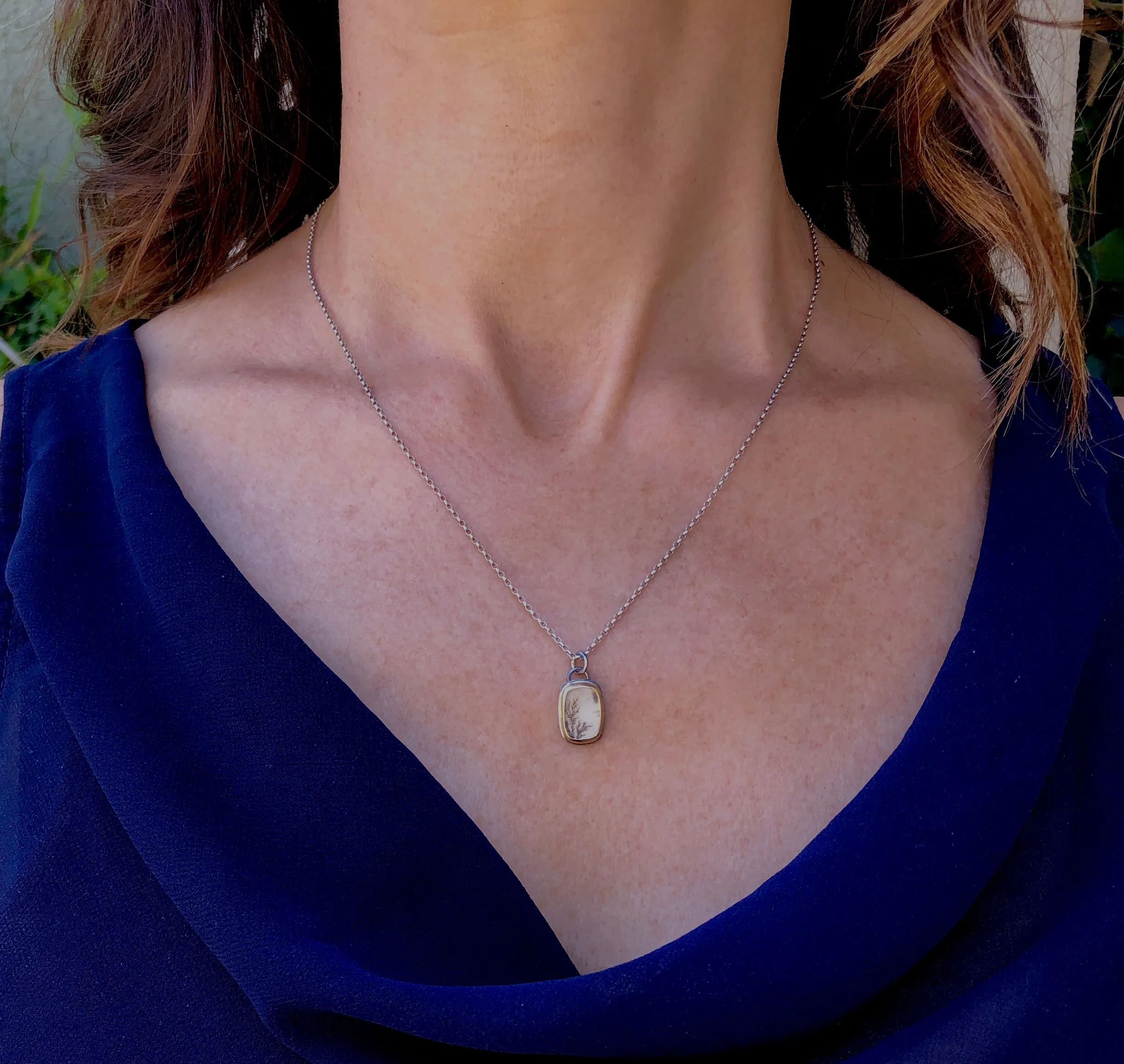 18k Gold Dendritic Agate Necklace