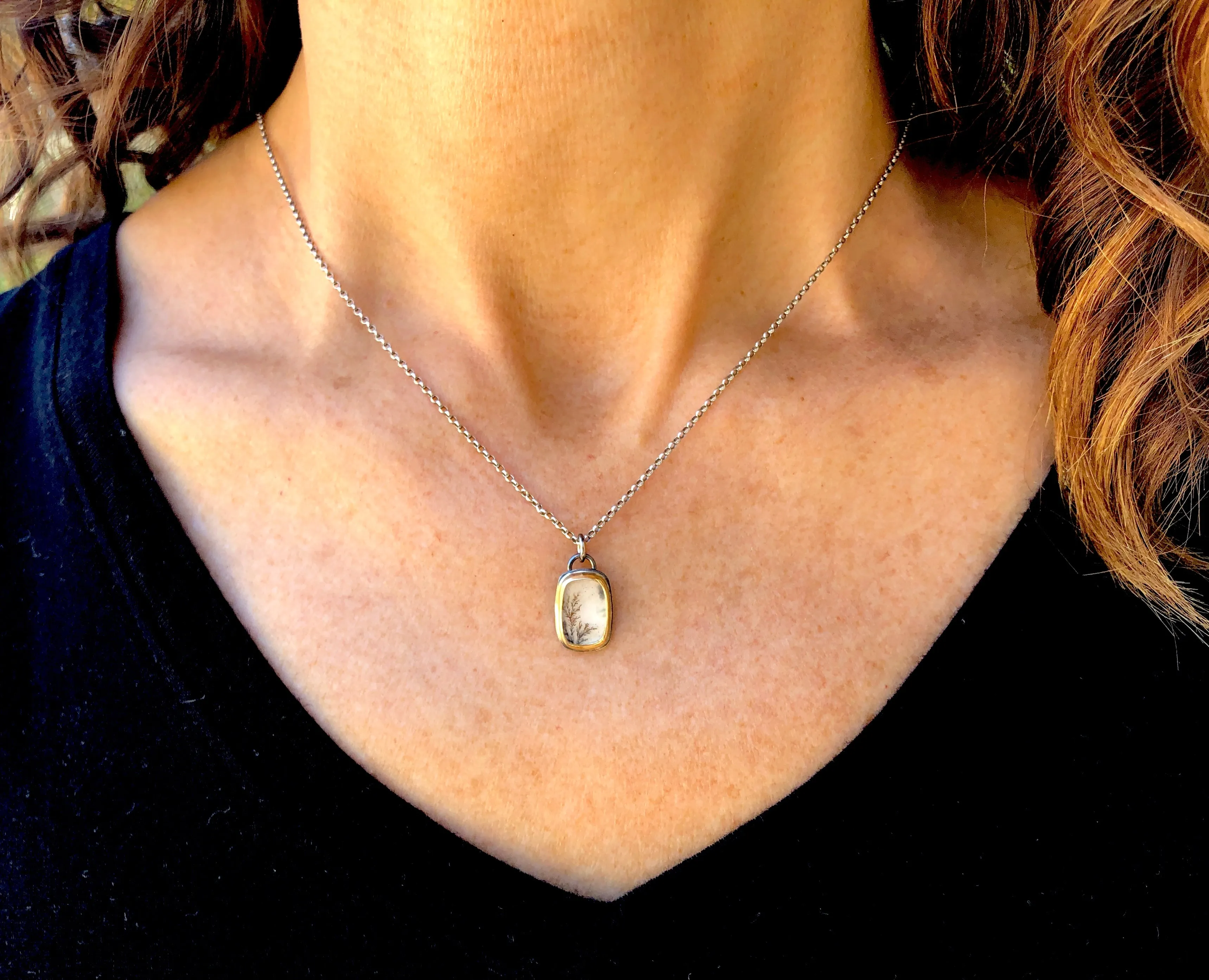 18k Gold Dendritic Agate Necklace