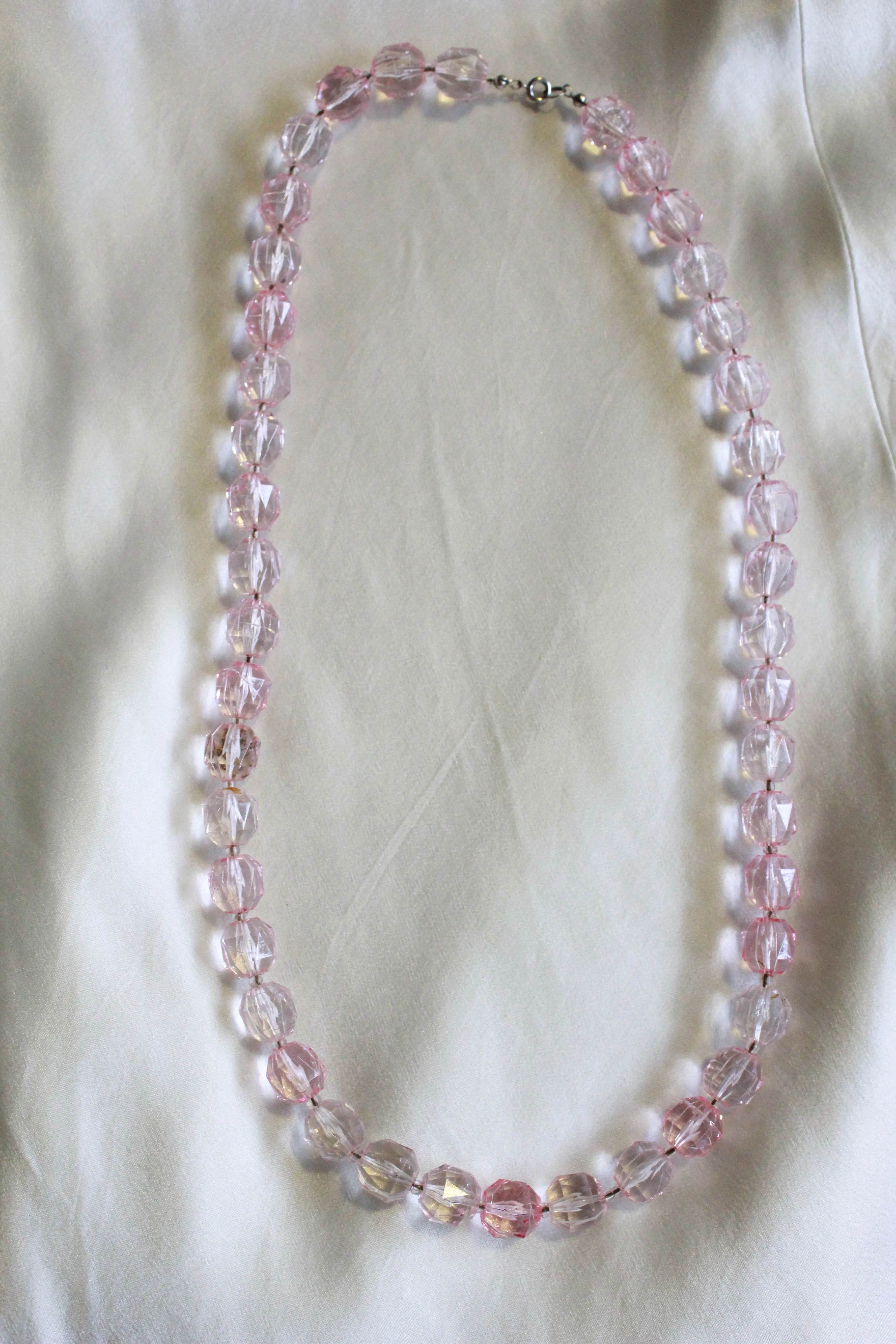 1960s Pale Pink Lucite Beaded Necklace