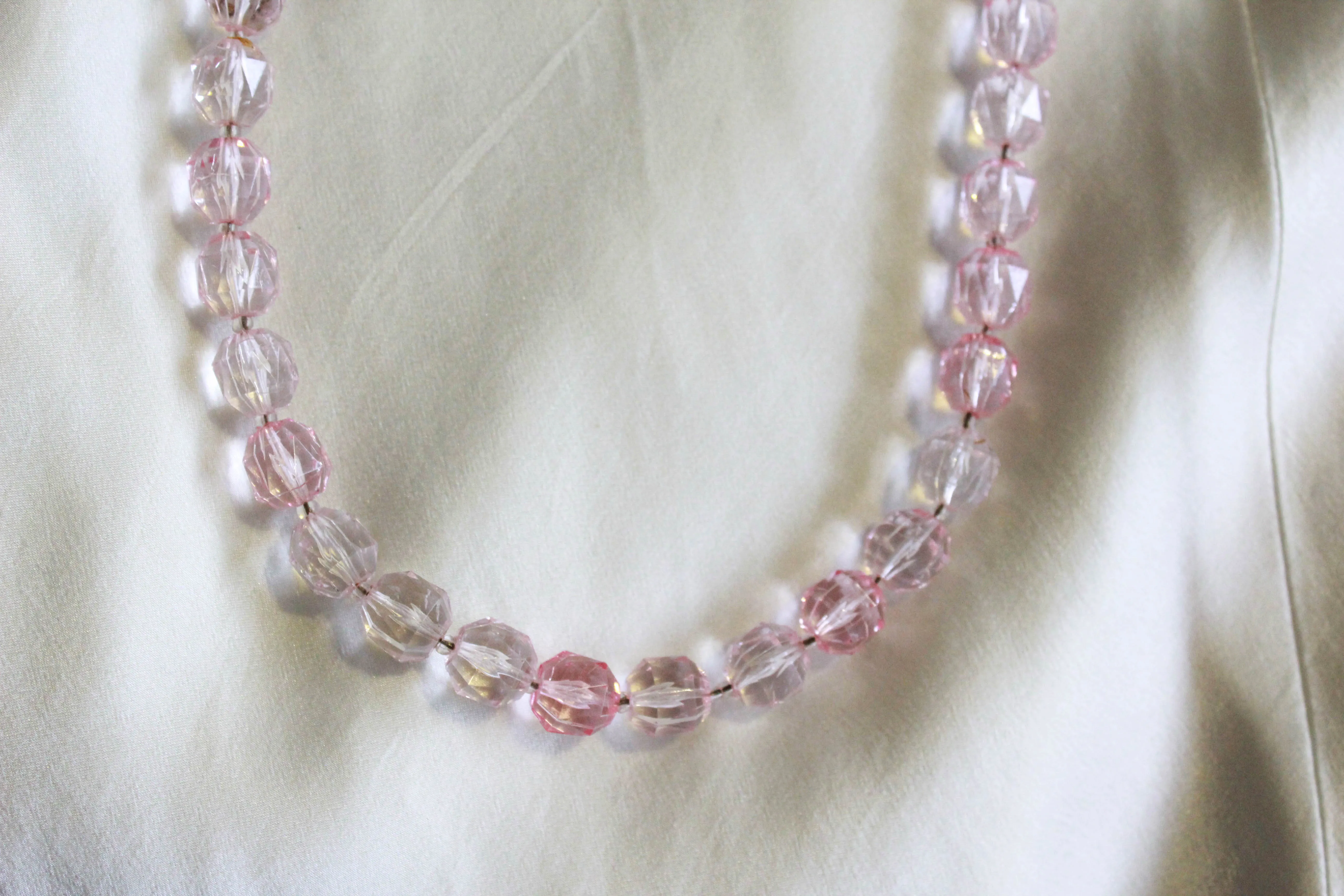 1960s Pale Pink Lucite Beaded Necklace