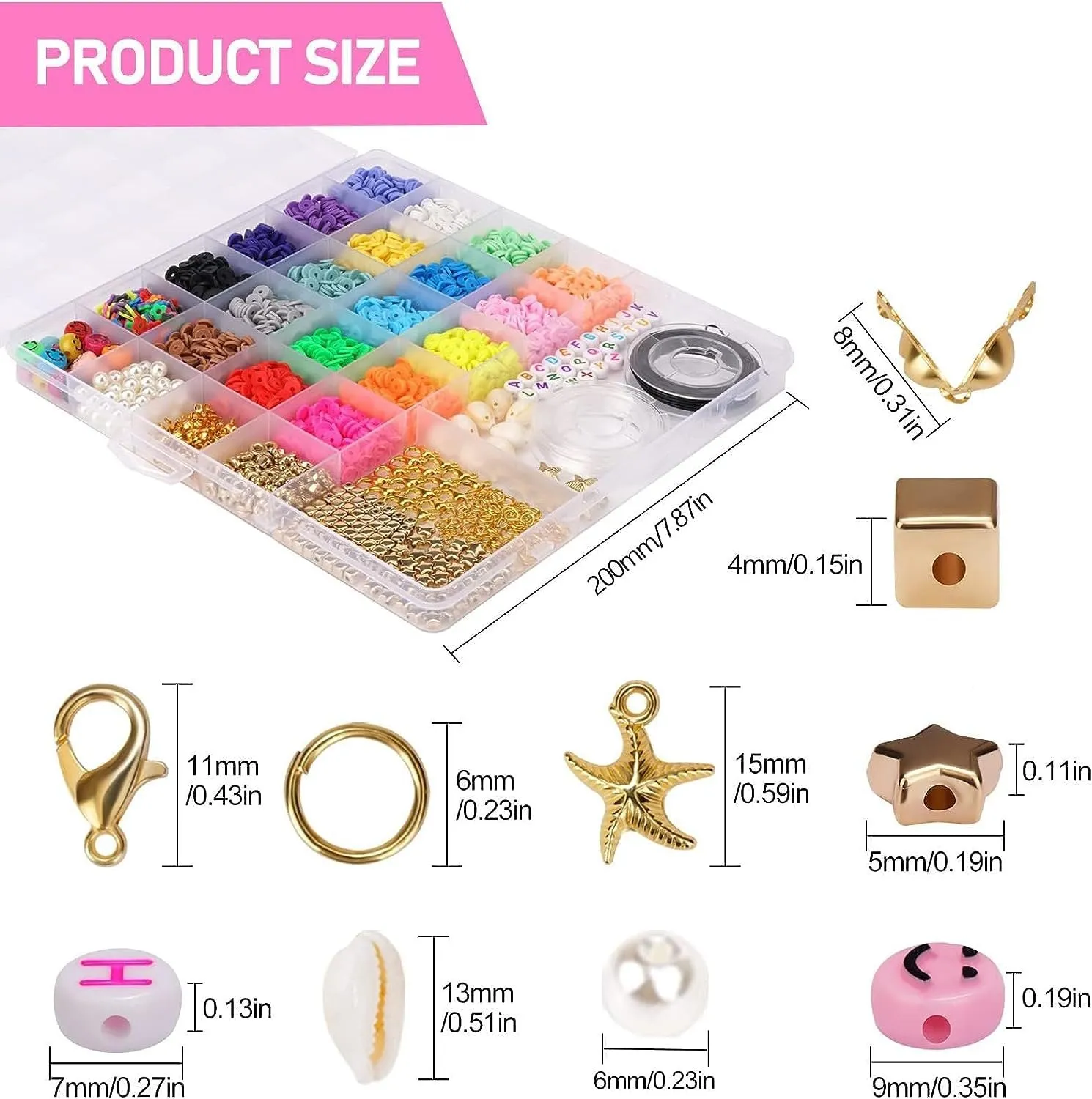 20 Colors 5300pcs Clay Heishi Beads Jewelry Kit - Smiley Accents