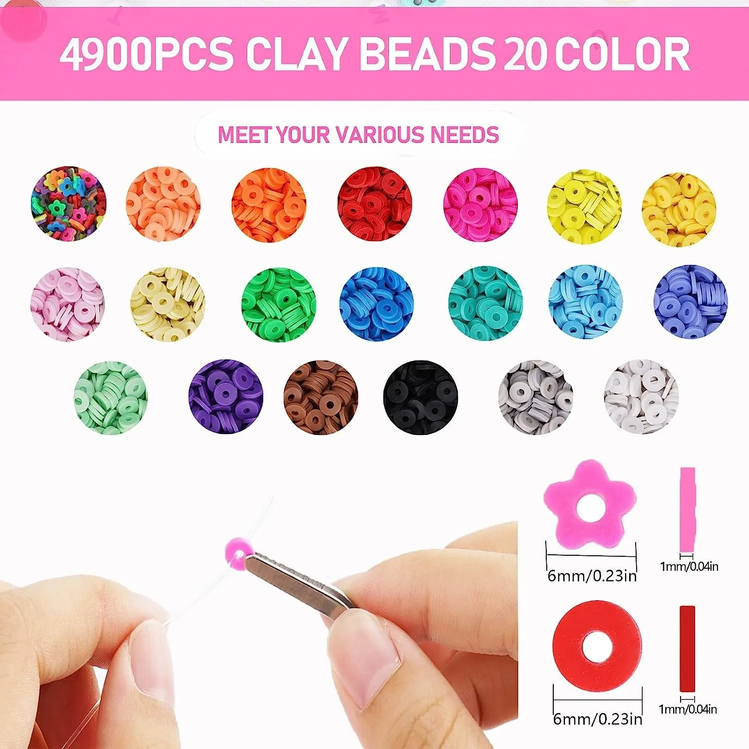 20 Colors 5300pcs Clay Heishi Beads Jewelry Kit - Smiley Accents