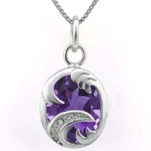 3.00 CT AMETHYST & DIAMOND 925 STERLING SILVER PENDANT