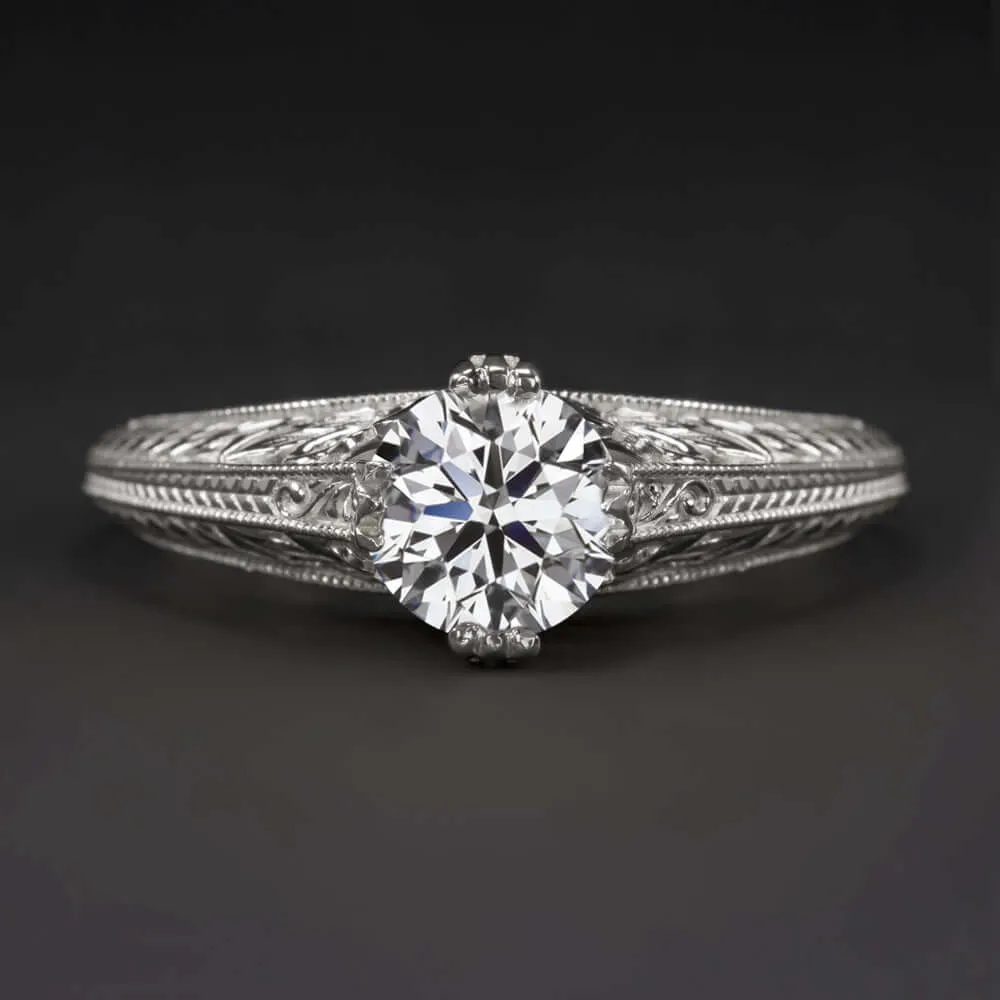 3/4ct LAB CREATED DIAMOND ENGAGEMENT RING VINTAGE STYLE SOLITAIRE IDEAL ROUND