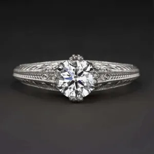 3/4ct LAB CREATED DIAMOND ENGAGEMENT RING VINTAGE STYLE SOLITAIRE IDEAL ROUND