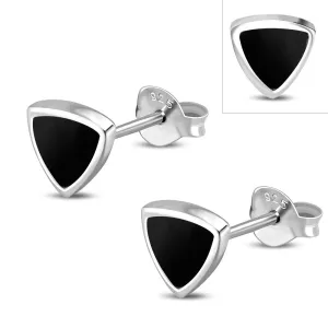 5.00mm | Black Onyx Small Triangle Stud Silver Earrings