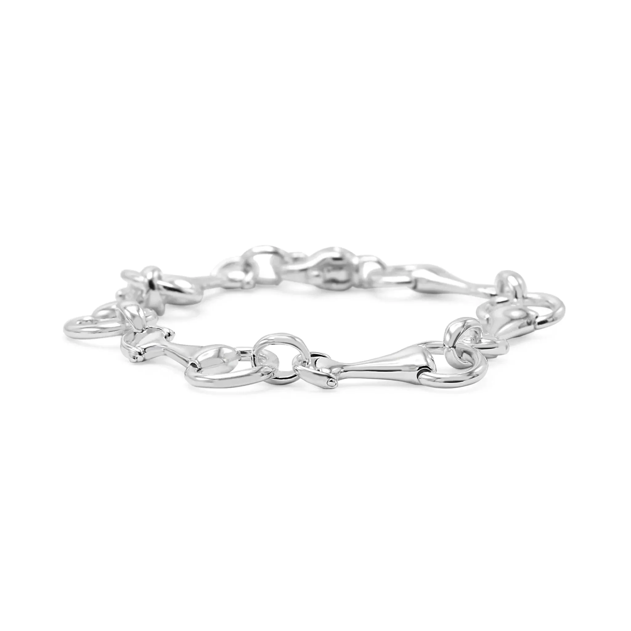 7.5" Sterling Silver Stirrup Link Bracelet