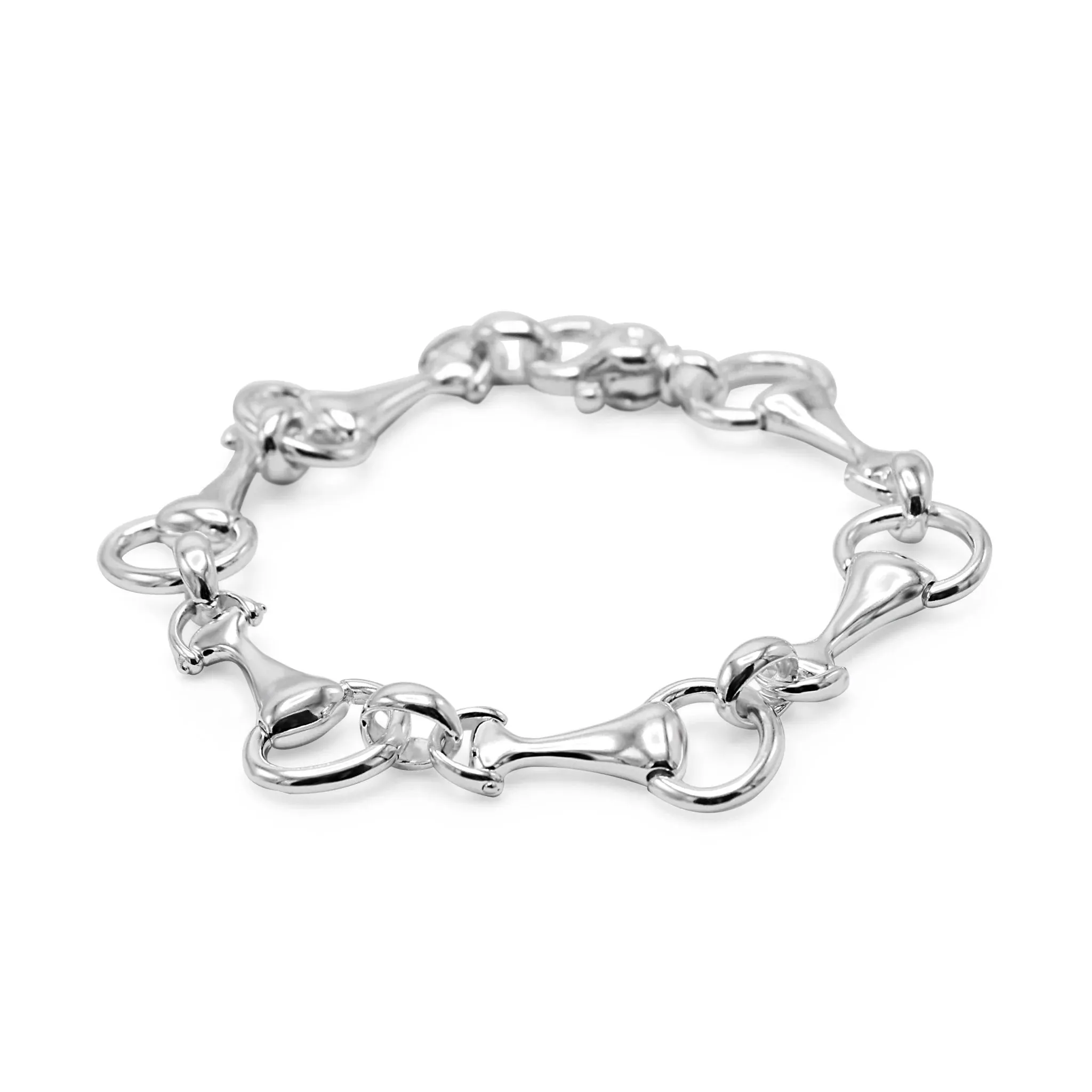 7.5" Sterling Silver Stirrup Link Bracelet