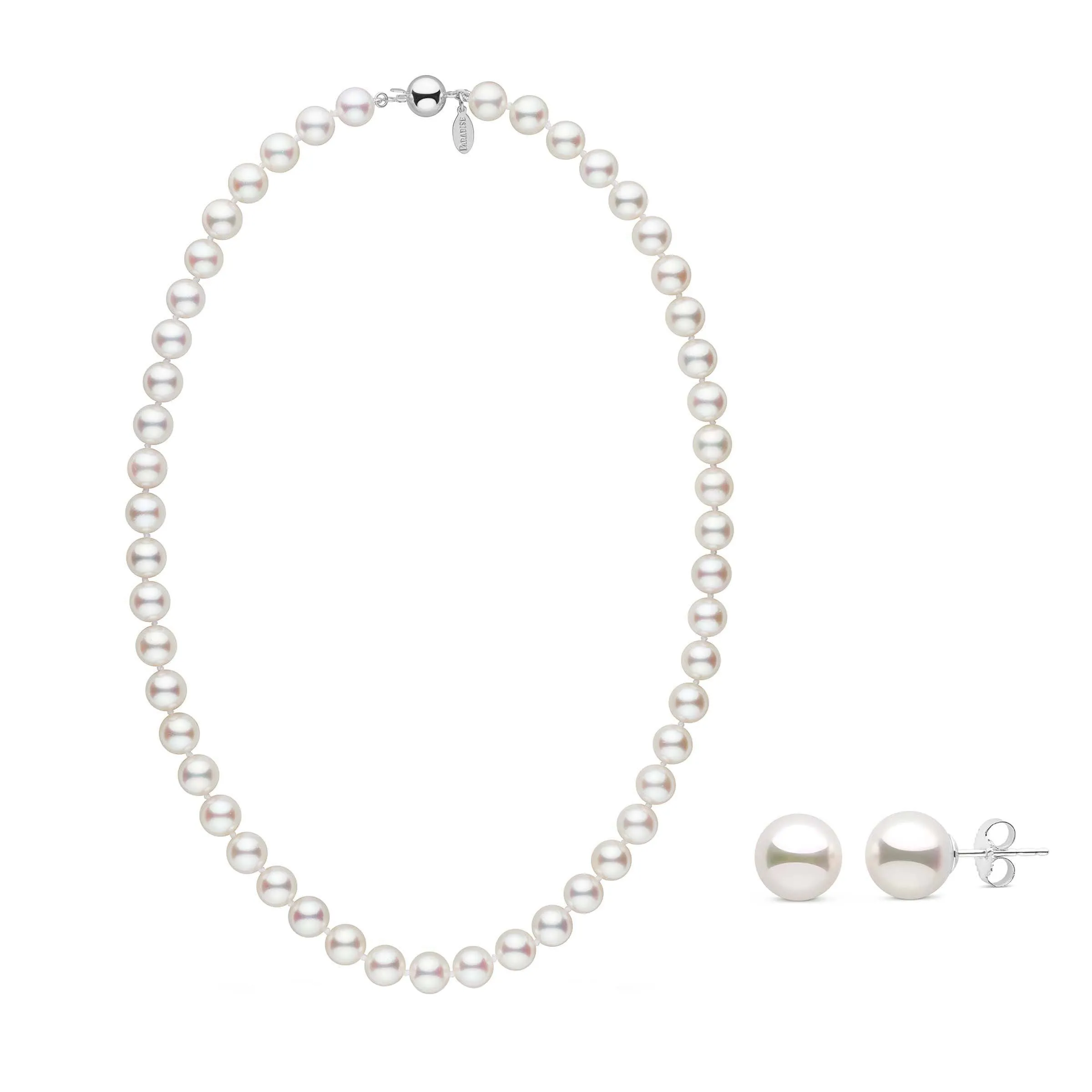 8.0-8.5 mm White Hanadama Akoya Pearl Set