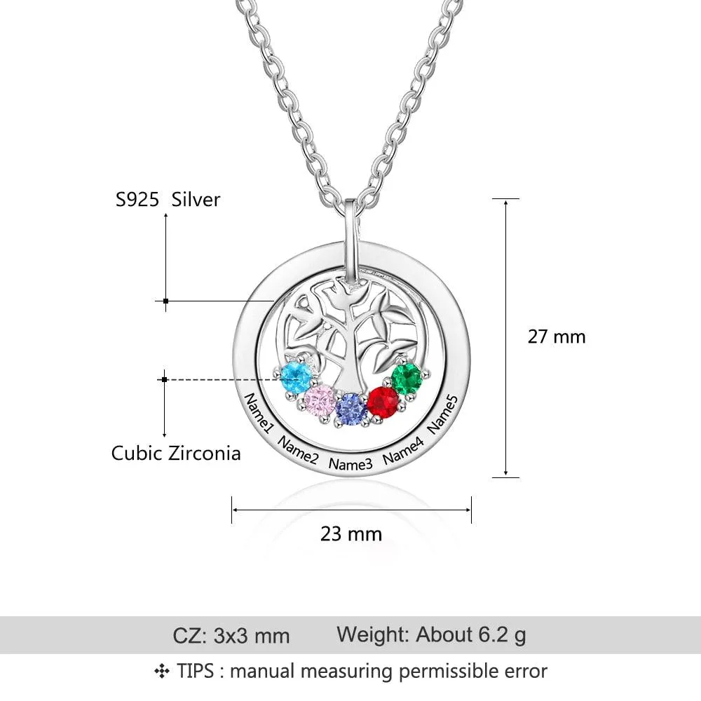 925 Sterling Silver Family Tree Pendant Necklace