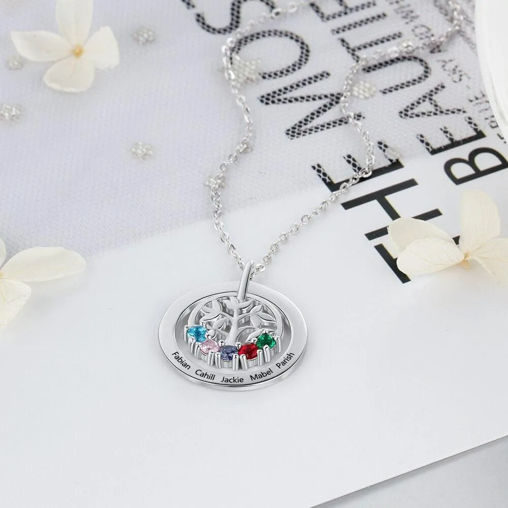 925 Sterling Silver Family Tree Pendant Necklace