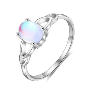 925 Sterling Silver Ring - Classy Oval Moonstone Ring