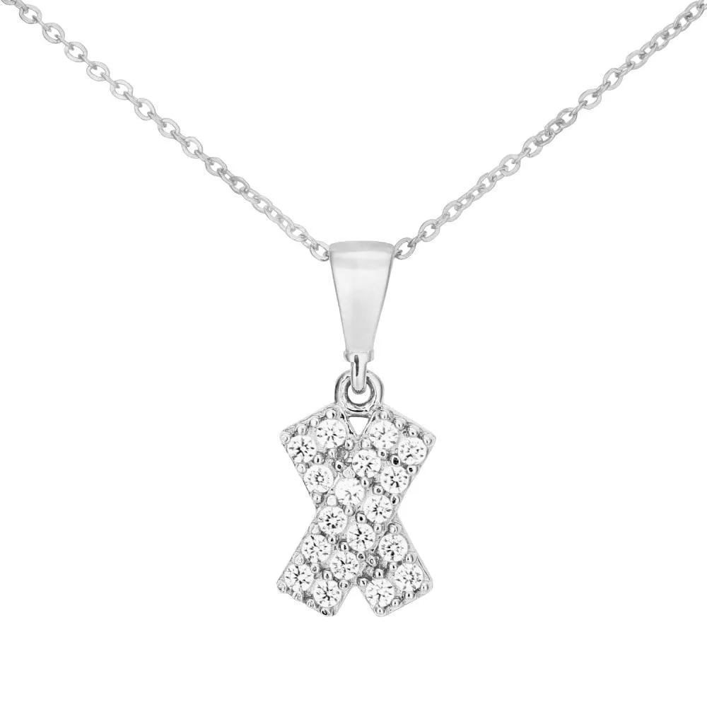 9ct White Gold Kiss Pendant Necklace