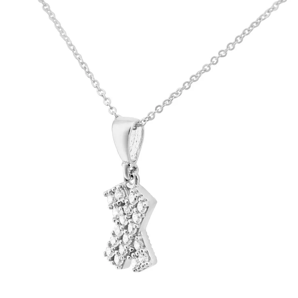 9ct White Gold Kiss Pendant Necklace