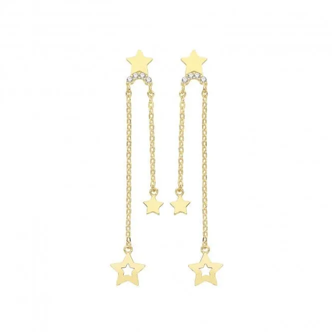 9ct Yellow Gold CZ Star Drop Earrings ER1157