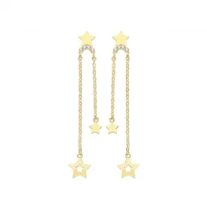 9ct Yellow Gold CZ Star Drop Earrings ER1157