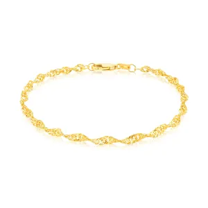 9ct Yellow Gold Silver Filled 19cm 50 Gauge Singapore Bracelet