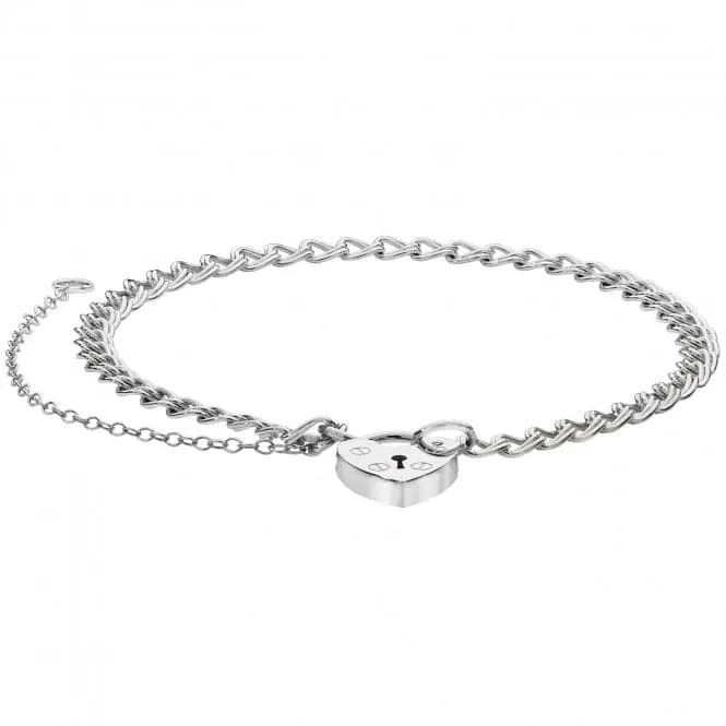 Acotis Silver Charm Bracelet With Heart Padlock G2086