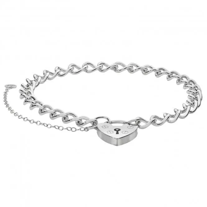 Acotis Silver Charm Bracelet With Heart Padlock G2091