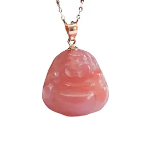 Agate Buddha Pendant Rose Gold Necklace Jewelry with S925 Silver Elegance