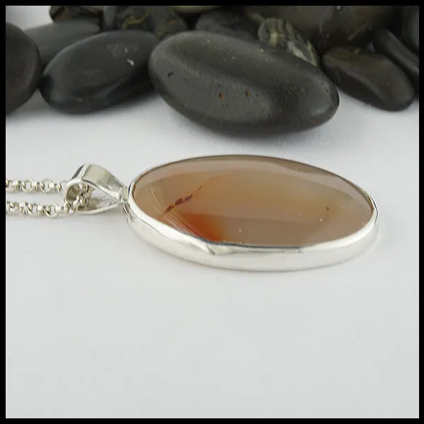 Agate Leaf Pendant in Silver