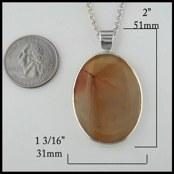 Agate Leaf Pendant in Silver