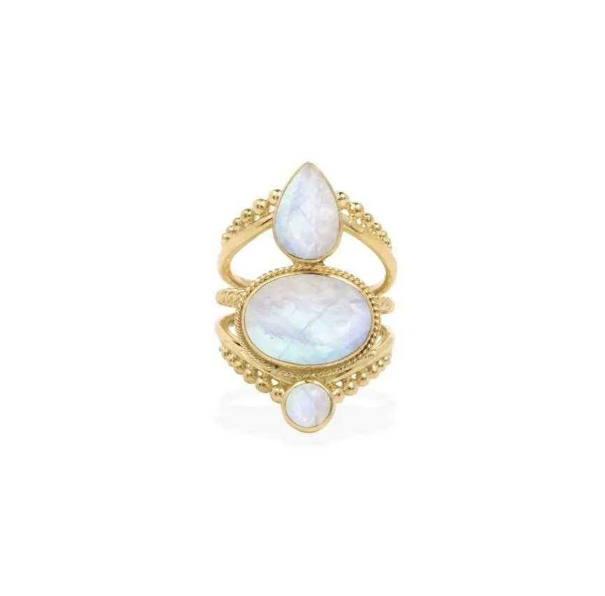 Amalthea 14K Gold Vermeil Rainbow Moonstone Ring