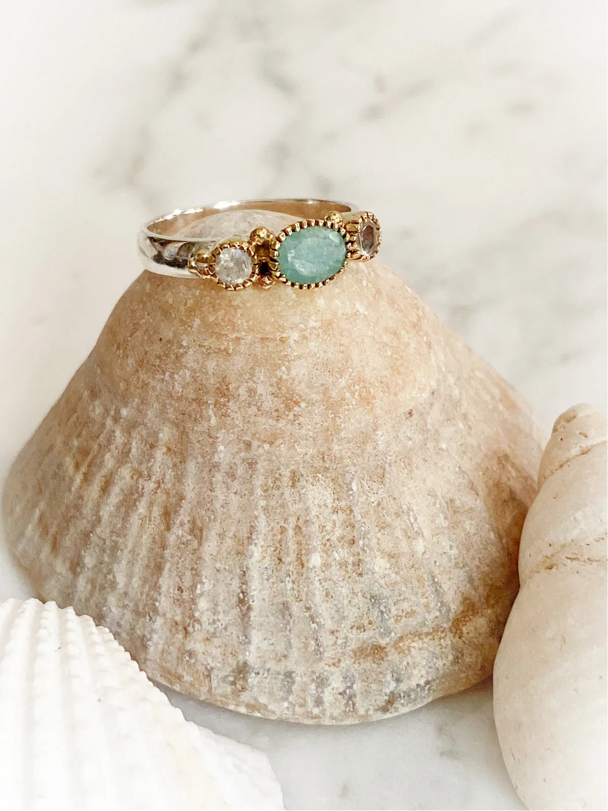 Amazonite & Moonstone Ring