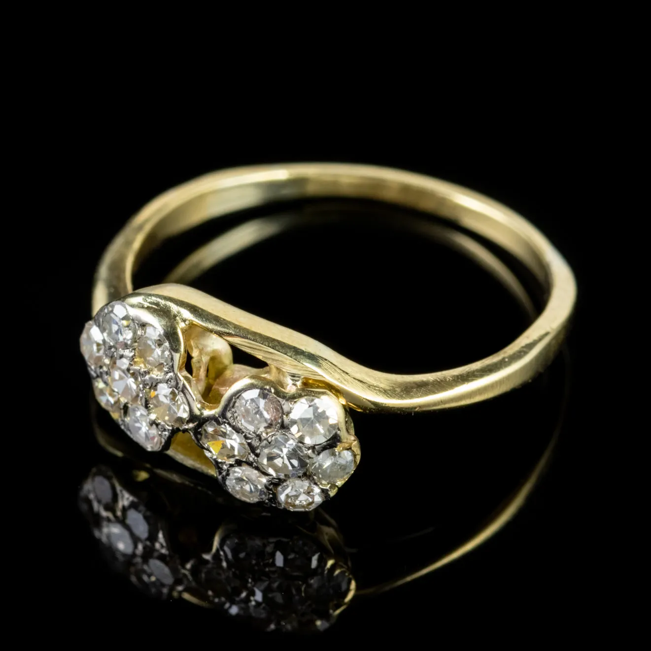 Antique Edwardian Diamond Flower Cluster Ring 18Ct Gold Circa 1910