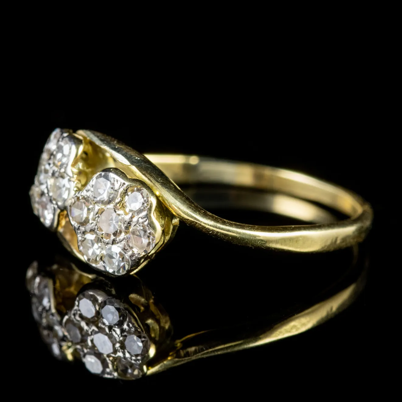 Antique Edwardian Diamond Flower Cluster Ring 18Ct Gold Circa 1910