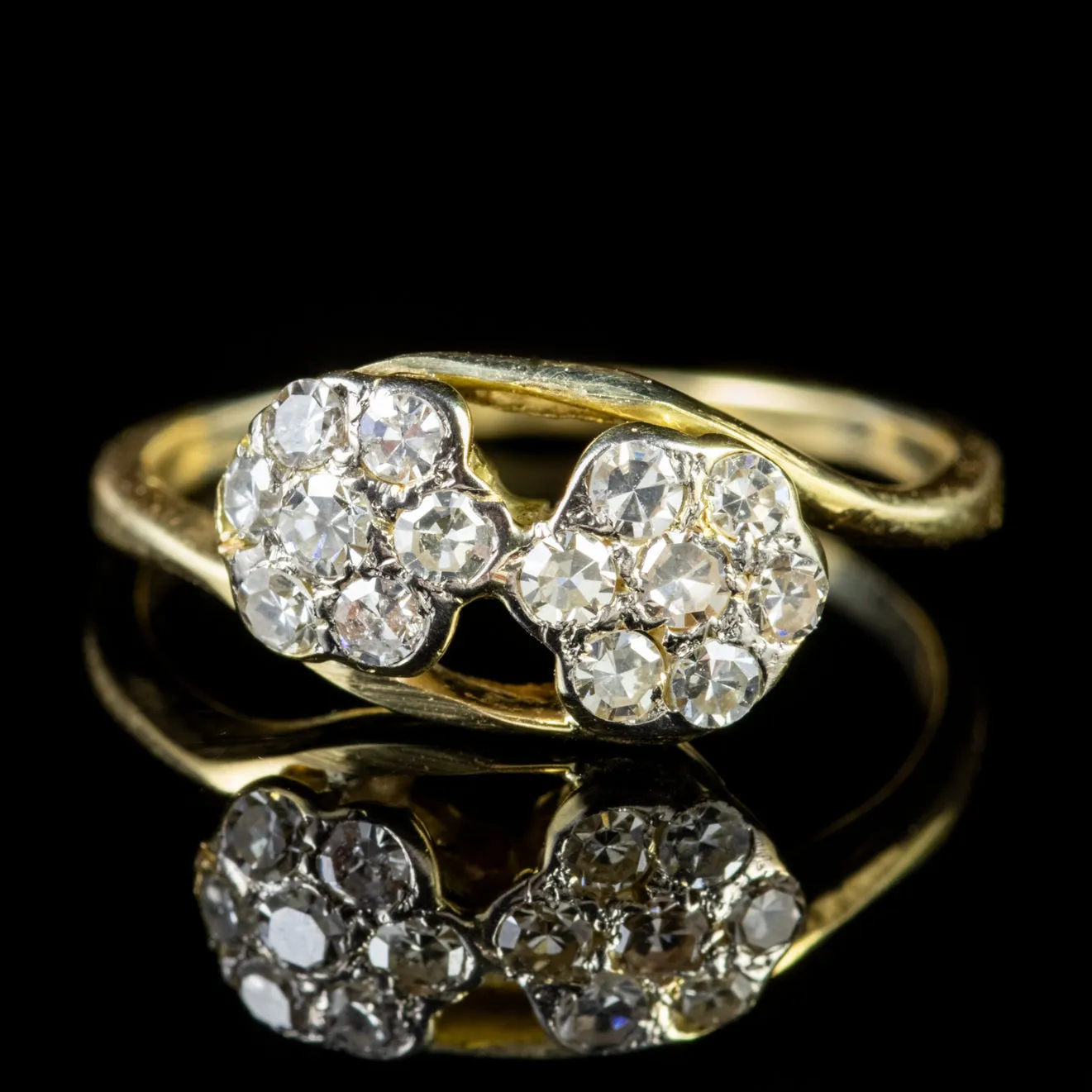 Antique Edwardian Diamond Flower Cluster Ring 18Ct Gold Circa 1910