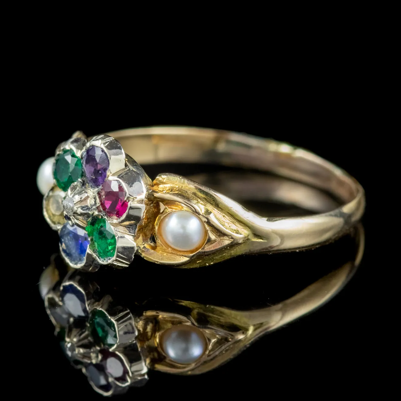 Antique Victorian Dearest Gemstone Ring 15Ct Gold Circa 1890