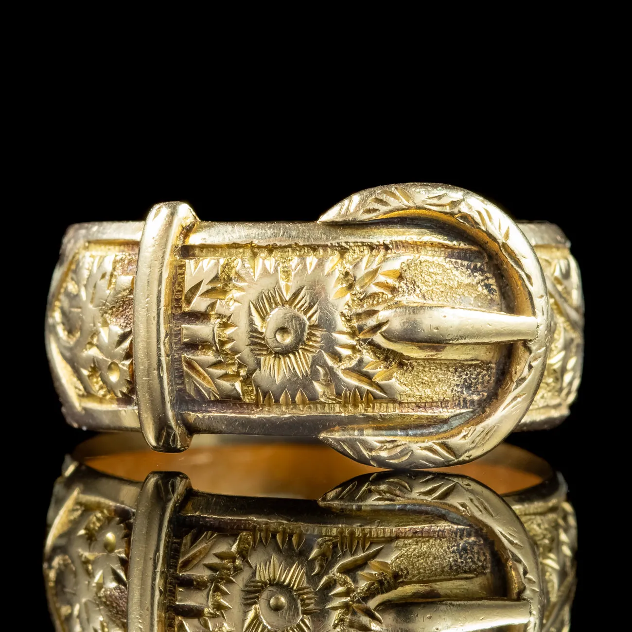 Antique Victorian Floral Buckle Band Ring Dated 1890