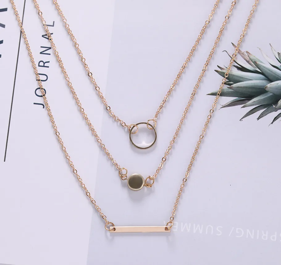 Aperture metal rod necklace